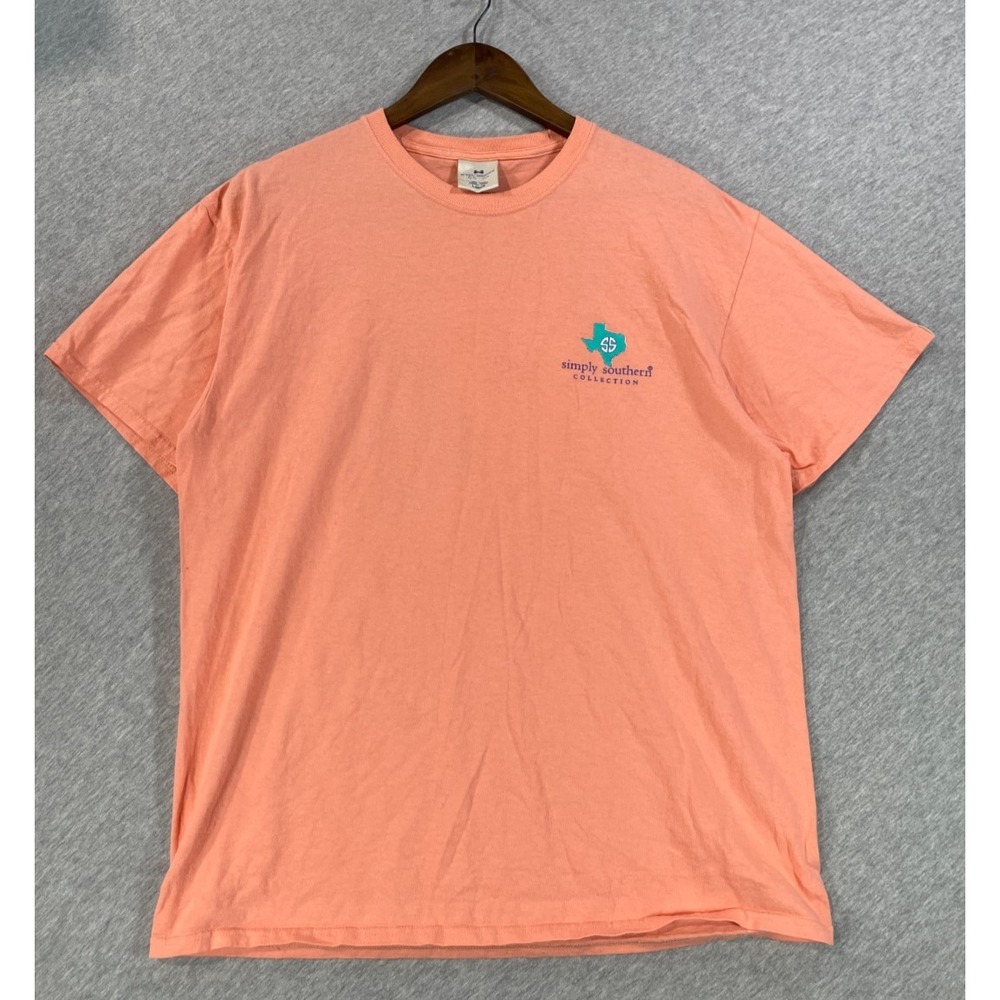 Simply Southern T Shirt Men Large Peach Graphic Texas Home Is Where The Heart Is